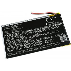 Batterij geschikt voor E-Book Reader Barnes & Noble GlowLight 3, BNRV520, Type PR-305084-ST