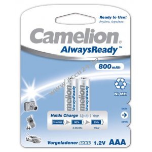Camelion HR03 Micro AAA AlwaysReady Blister van 2 800mAh