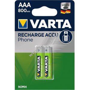 Varta Telefoonvermogen T398 Micro AAA 800mAh 2 stuks blisterverpakking