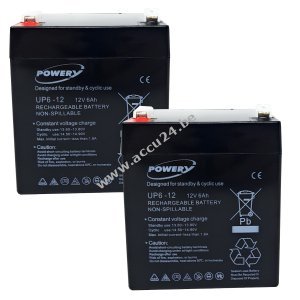 Powery Loodgelbatterij 12V 6Ah vervangt APC RBC 20