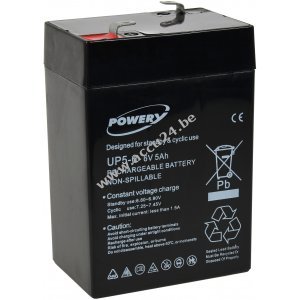 Powery Lood gel batterij 6V 5Ah