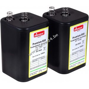 4R25 6V-Blokbatterij Vervanging voor Nissen Lantaarn accu IEC 4R25 2 per Set