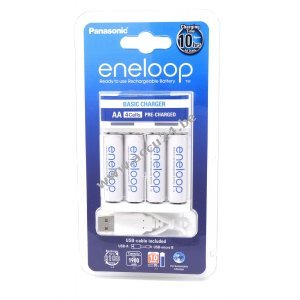 USB lader Panasonic eneloop BQ-CC61USB incl. 4x AA eneloop batterijen 1,9Ah & Micro USB kabel