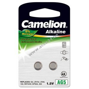 Camelion Knoopcel LR48 LR754 AG5 Blister van 2