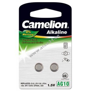 Camelion Knoopcel 389 LR1130 LR54 AG10 Blister van 2