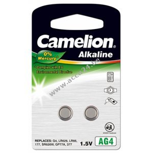 Camelion Knoopcel LR66 LR626 AG4 Blister van 2