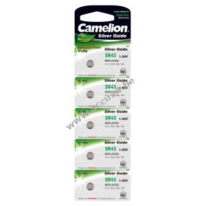 Camelion Zilveroxide knoopcel SR43 / G12 / 386 / LR43 / 186 5pcs blisterverpakking