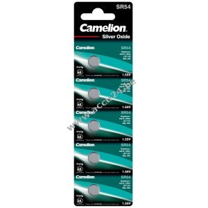 Camelion Zilveroxide knoopcel SR54 7 G10 / LR1130 / 389 / SR1130 / 189 5pcs blisterverpakking