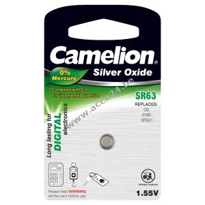 Camelion Zilverkleurige knoopcel SR63 / SR63W / G0 / 379S / 379S / SR521 1pc blisterverpakking