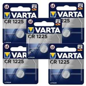 5x Lithium knoopcel, batterij Varta CR1225 5x 1 blister