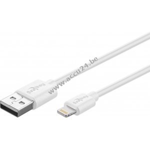 goobay Bliksem MFi/USB-synchronisatie en oplaadkabel voor Apple iPhone/iPad White