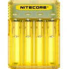 Nitecore Q2 Lader met vier sleuven voor Li-Ion-batterijen, bijv. 18650, 14650, 16340 en nog veel meer, geel
