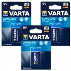 3 batterijen Varta type 6LF22, PP3, 6LR61, 9V blokbatterij 3x 1 blister